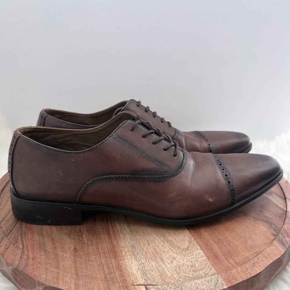 Aldo Nathean Oxford Dress Shoes Mens Size 12M  Brown Leather Cap Toe 0584471‎